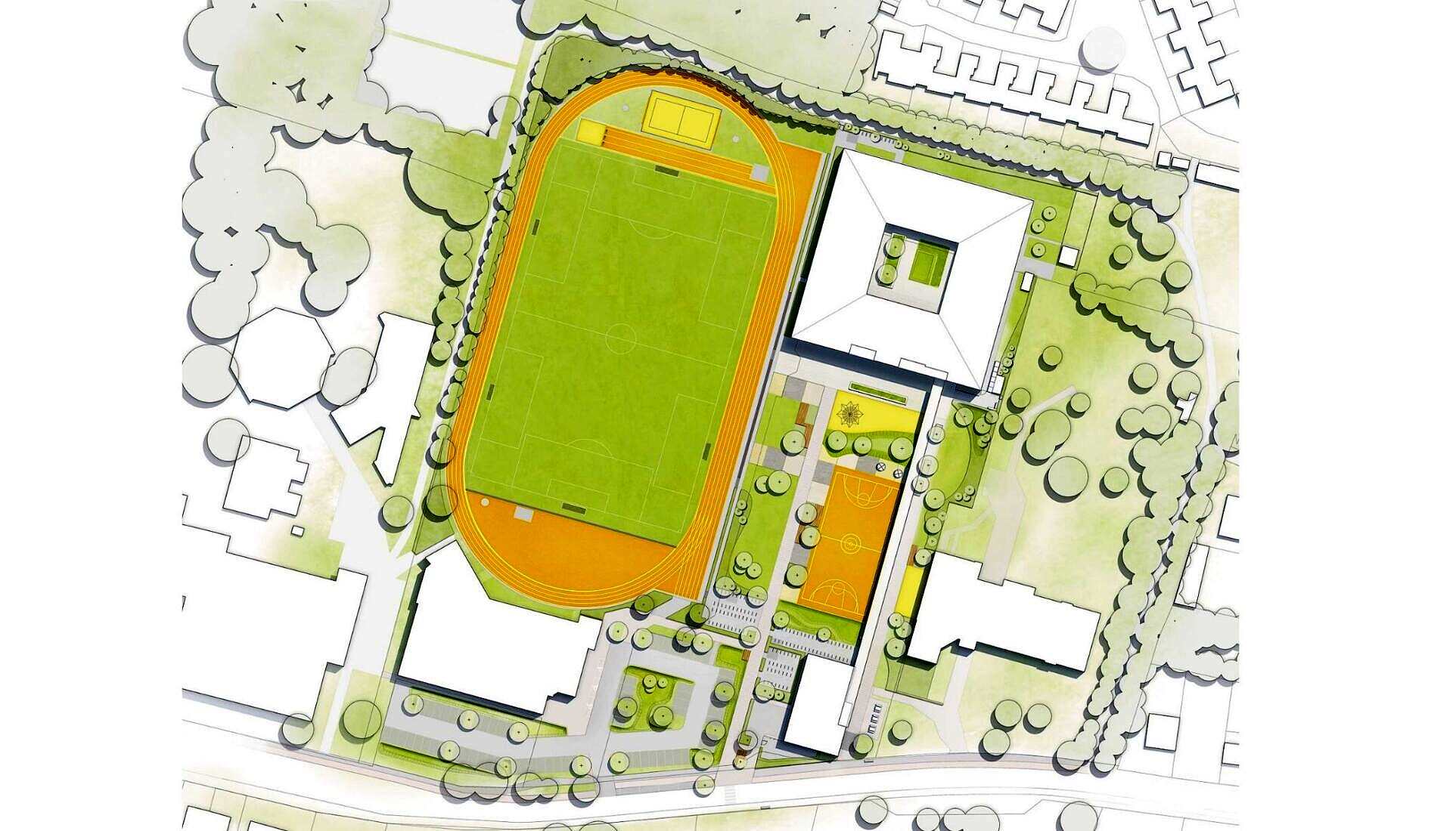 Gymnasium am Mühlenberg-Entwurf Außenanlagen