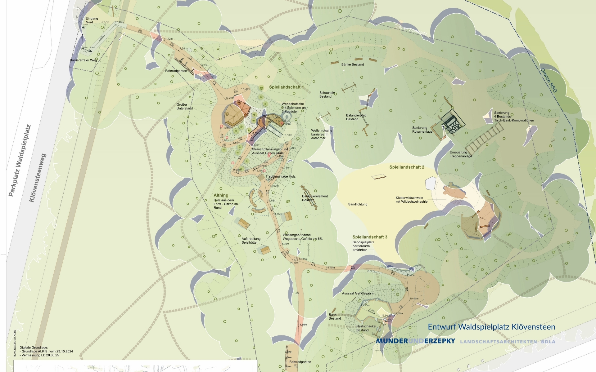 260928 Waldspielplatz Klövensteen Entwurf Entwurfsplan Waldspielplatz Klövensteen von Munder + Erzepky Landschaftsarchitekten